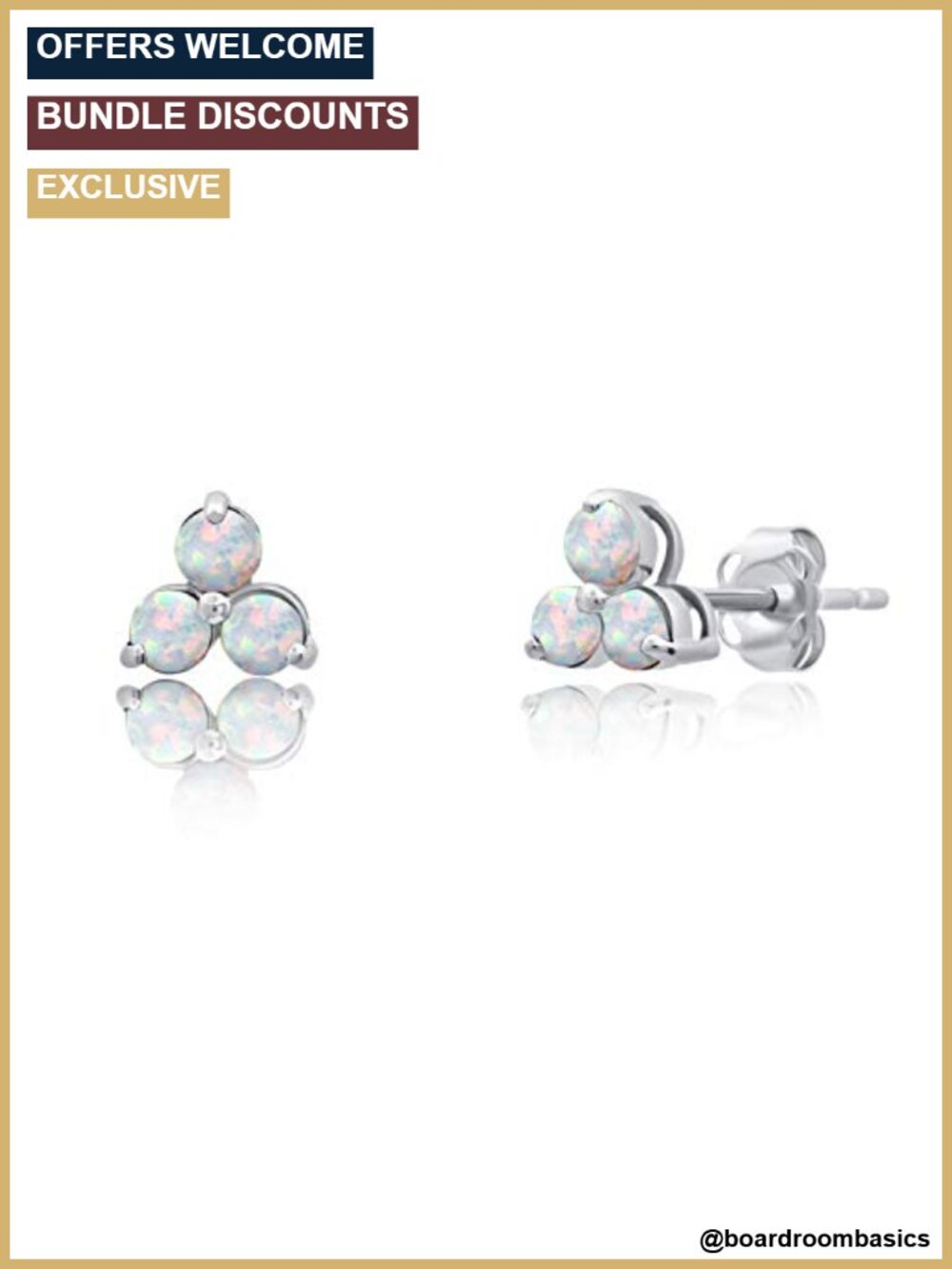 14K Gold Small Gemstone Trio Round Stud Earrings